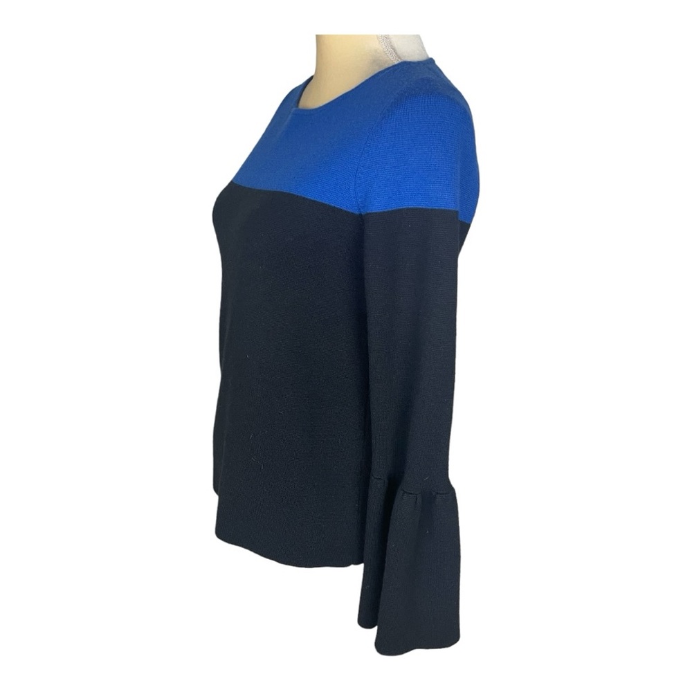 Ann Taylor Bell Long Sleeve Colorblock Sweater Top Black Blue Size Small - Picture 6 of 10